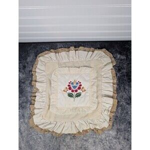 Vtg Hand Quilted 10" Spring Floral Pillow Case Cottagecore Grannycore ShabbyChic